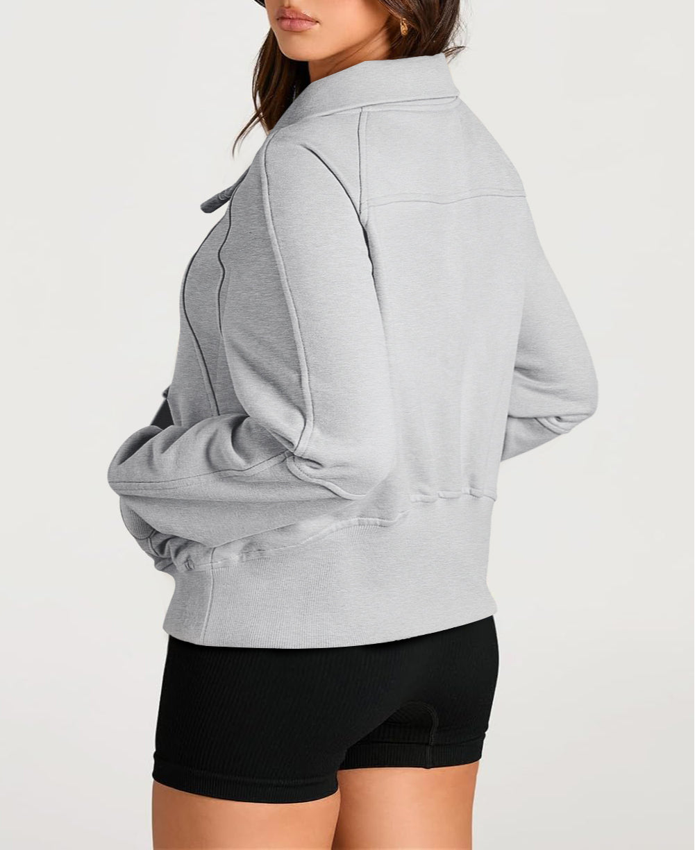 Zip Stand Neck Kangaroo Pocket Sweatshirt