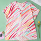 Abstract Print Short Sleeve Notched Neck Plus Size Top