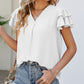 V Neck Ruffle Short Sleeve Blouse