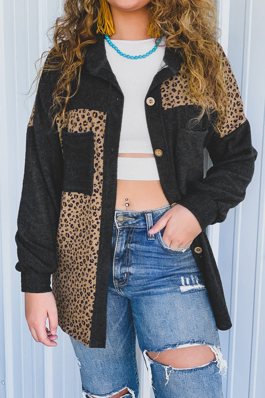 Leopard Print Patchwork Shacket