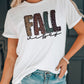 FALL Vibe Leopard Print Crew Neck Graphic T Shirt