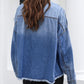 Flap Pockets Raw Hem Denim Shacket