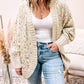 Plus Size Textured Knit Open Ribbed Trim Cardigan