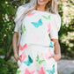 Colorful Sequin Butterfly Puff Sleeve Top Shorts Set