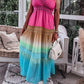 Lace Stitching Gradient Rainbow Long Dress