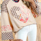 Floral Peace Heart Graphic Wide Long Sleeve Top