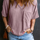 V Neck Chest Pocket Loose T-shirt
