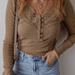 Anglaise Broider Ribbed Long Sleeve Top