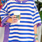 Stripe Patchwork Exposed Seam Drop Shoulder Oversized Top