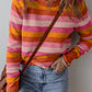 Color Block Ribbed Edge Round Neck Sweater