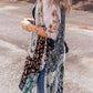 Floral Print Irregular Hem Flowy Kimono
