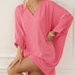 V Neck Dolman Sleeve Short Shift Dress