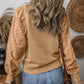 Textured Patchwork Round Neck Sweatshirt