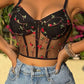 Floral Embroidery Mesh Bustier Bralette