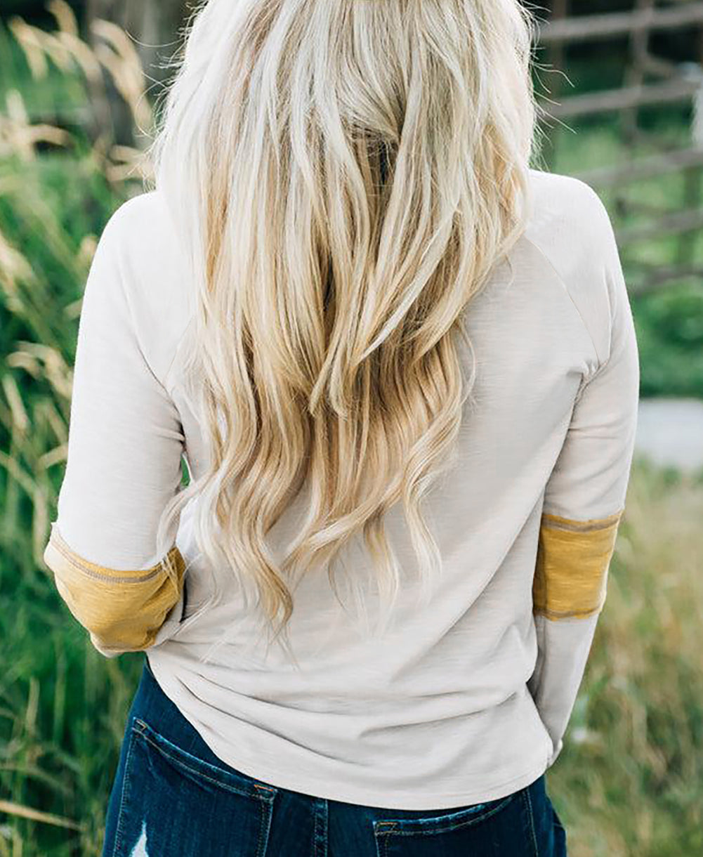 Color Block Exposed Seam Raglan Sleeve Top