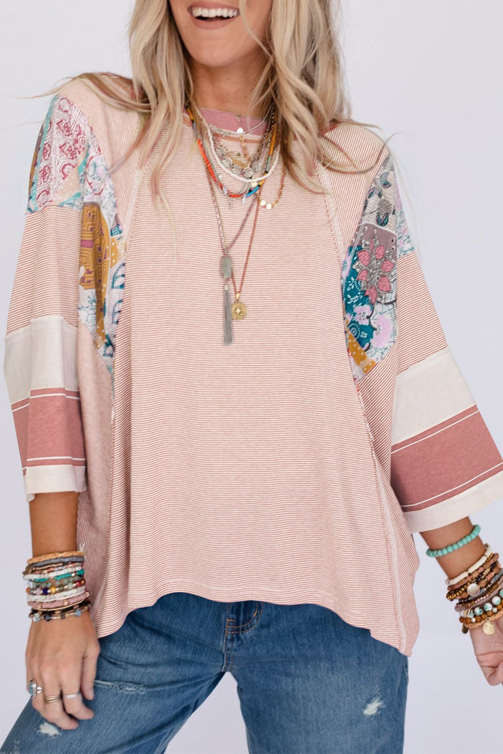 Color Block Patchwork Oversized Top