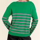 Stripe Ribbon Cute Bow Detail Sweater Knit Cardigan