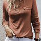 Long Sleeve Snap Button Henley Top