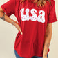 USA Stars Print Round Neck Casual Tee