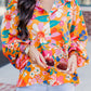 Floral Print Buttons Front Bubble Sleeve Shirt
