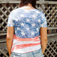 Plus Size Vintage American Flag Print V Neck T Shirt