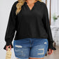 Split Neck Flounce Sleeve Plus Size Blouse