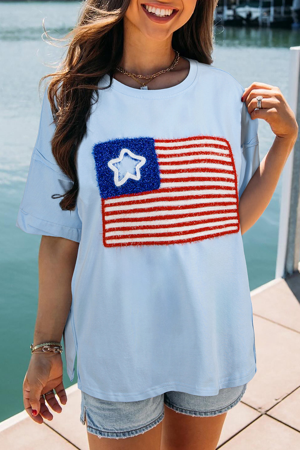 American Flag Graphic Drop Shoulder T-shirt