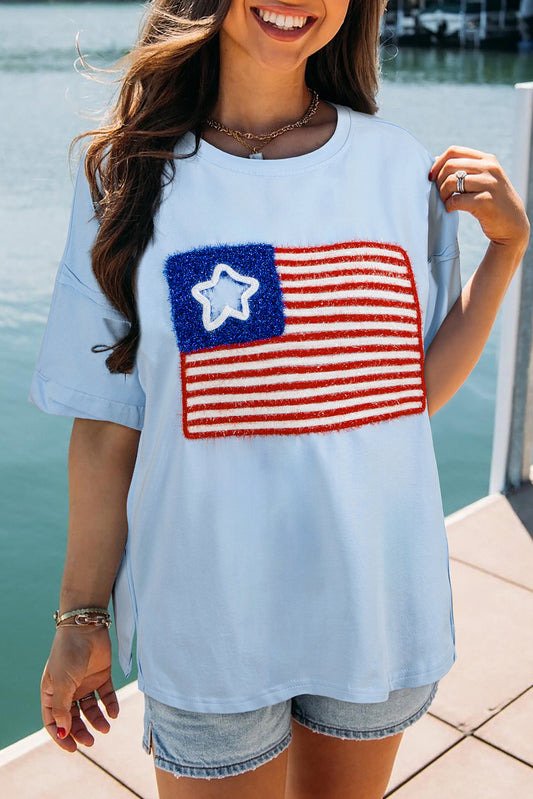 American Flag Graphic Drop Shoulder T-shirt