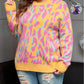Plus Size Leopard Ribbed Trim Sweater