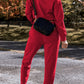 Solid Color High Low Pullover and Skinny Pants Set