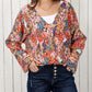 Boho Floral Long Sleeve V-Neck Blouse