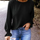 Crew Neck Ruffle Bubble Sleeve Top