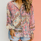Vintage Floral Print Puff Sleeve Buttoned Shirt