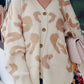 Slouchy Leopard V Neck Buttoned Cardigan