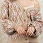 Rhombus Pattern Knit Sweater Cardigan