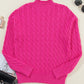 Solid Cable Knit High Neck Drop Shoulder Sweater