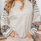 Leopard Striped Raglan Sleeve Pullover
