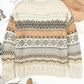 Geometric Print Ribbed Knitted V Neck Sweater