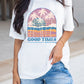 Coconut Tree GOOD TIMES Graphic Crewneck T Shirt