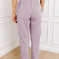 Drawstring Waist Satin Stripe Patch Straight Leg High Waist Pants