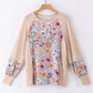 Corded Floral Patchwork Long Sleeve Top