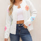 Cute Knitted Floral Pattern Button Up Cardigan