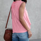 Pink V Neck Ribbed Trimming Tank Top
