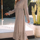 Dotty Print Button V Neck Long Sleeve Ruffled Dress