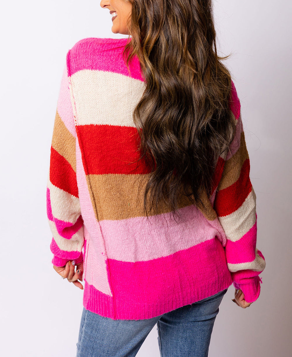 Mix Horizon Stripes Dolman Sleeve Sweater