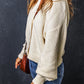 Plain Knitted Buttoned V Neck Cardigan
