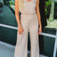 Sequined V Neck Sleeveless High Waist Jumpsuit