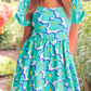 Floral Print Square Neck Empire Waist Flowy Dress