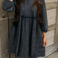Balloon Sleeve High Waist Denim Dress