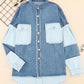 Color Block Frayed Patchwork Oversize Denim Jacket